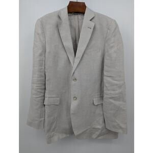 100% Linen Beige Vineyard Vines Men's Blazer Size 44L Made in Portugal